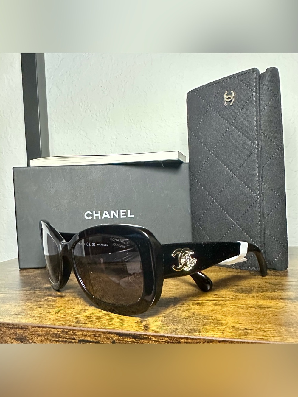 CHANEL Black Polarized Sunglasses - New Full Set.